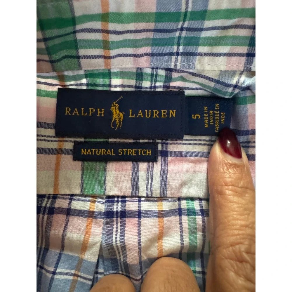 Ralph Lauren Shirt Kids 5 Plaid Short Sleeve Button Down Collared‎